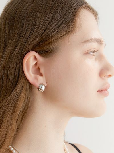 halden One Touch Ball Earrings_Silver Medium