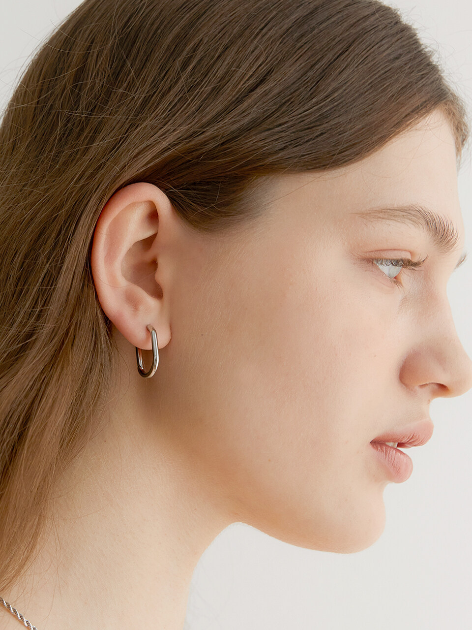 halden One Touch Oval Ring Earrings_Silver Large