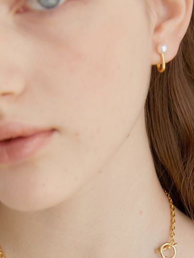 halden Oval Ring Swarovski Pearl Earrings_Gold