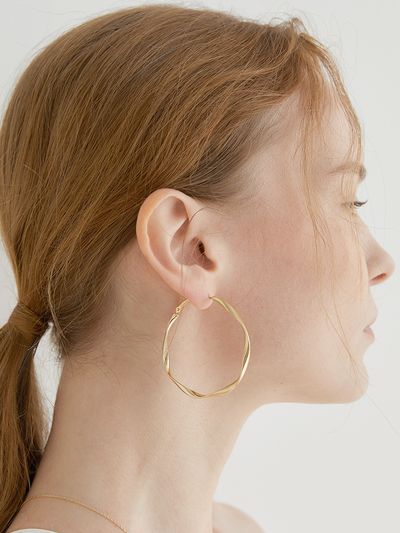 halden Over Wave Ring Earrings_Gold