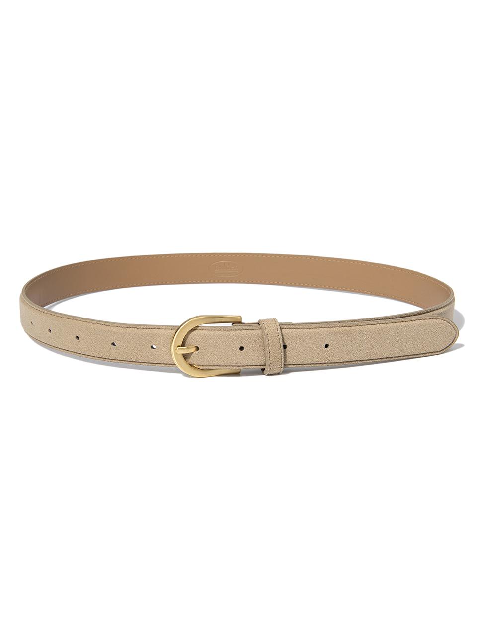 halden Round Gold Buckle Suede Adjustable Belt [Beige] (T026)