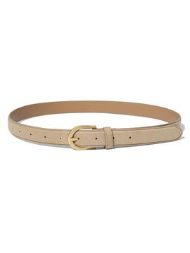 halden Round Gold Buckle Suede Adjustable Belt [Beige] (T026)
