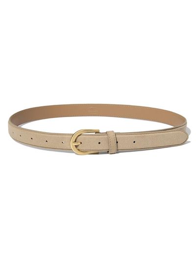 halden Round Gold Buckle Suede Adjustable Belt [Beige] (T026)