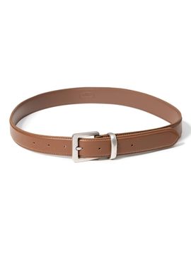 halden Square Vintage Silver Cowhide Leather Belt [Tan] (T024)