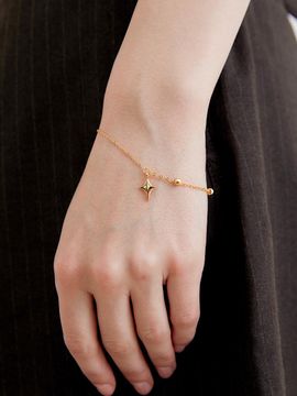 halden Star Pendant Circle Ball Brass Bracelet (W009_gold)
