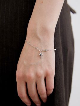 halden Star Pendant Circle Ball Brass Bracelet (W009_silver)