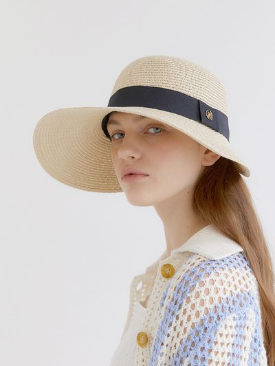 halden Visor Cloche Logo Pendant Raffia Cap
