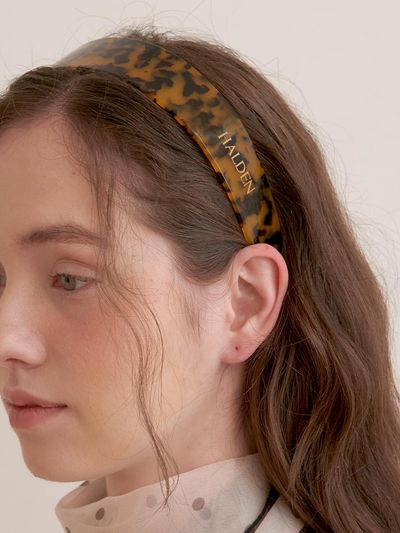 halden Wide Celluloid Hairband (H030) [Yellow Leopard]
