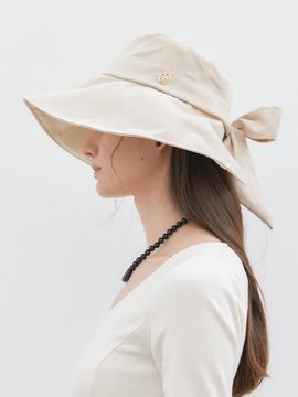 halden wide ribbon bonnet hat (C043) []