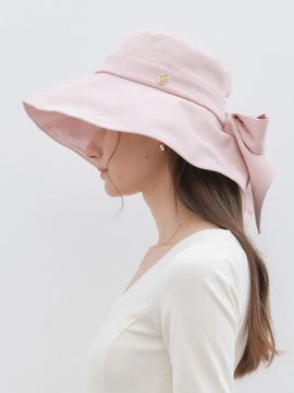 halden wide ribbon bonnet hat (C043) [pink]