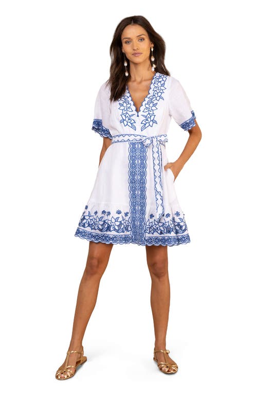 Hale Bob Hale Bob Azure Embroidered Linen Dress