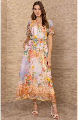 Hale Bob Hale Bob Cyrilla Linen Organza Maxi Dress