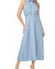 halogen(r) halogen(r) Button-Up Cotton & Linen Blend Halter Shirtdress - 1