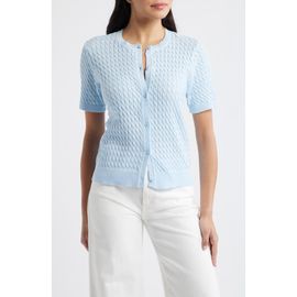 halogen(r) halogen(r) Cable Knit Cotton Button Front Cardigan