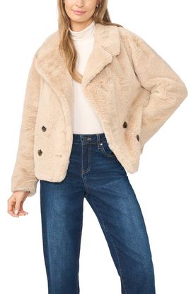 halogen(r) halogen(r) Double Breasted Faux Fur Peacoat