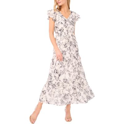 halogen(r) halogen(r) Double Ruffle Sleeve Midi Dress