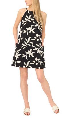 halogen(r) halogen(r) Embroidered Leaf Print Cotton A-Line Sundress