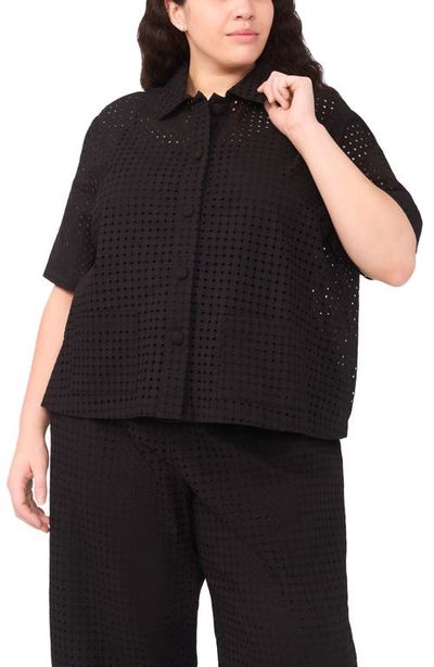 halogen(r) halogen(r) Eyelet Short Sleeve Button-Up Shirt
