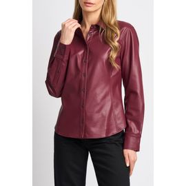 halogen(r) halogen(r) Faux Leather Fitted Shirt