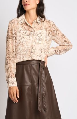 halogen(r) halogen(r) Hidden Placket Semisheer Chiffon Button-Up Shirt