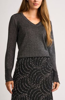 halogen(r) halogen(r) Metallic V-Neck Sweater