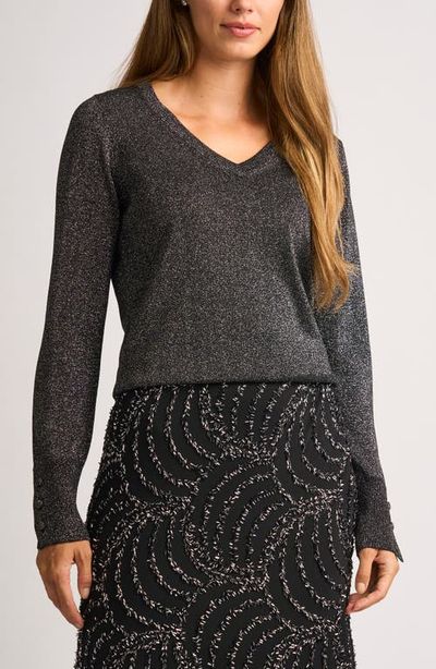 halogen(r) halogen(r) Metallic V-Neck Sweater