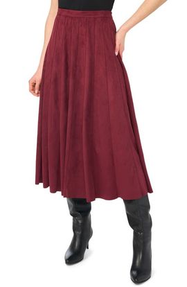 halogen(r) halogen(r) Panelled Pintuck Faux Suede Midi Skirt