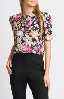 halogen(r) halogen(r) Puff Sleeve Floral Shirt