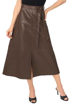 halogen(r) halogen(r) Seamed Tiered Faux Leather Midi Skirt