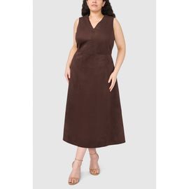 halogen(r) halogen(r) V-Neck Faux Suede Midi Dress