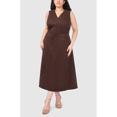 halogen(r) halogen(r) V-Neck Faux Suede Midi Dress