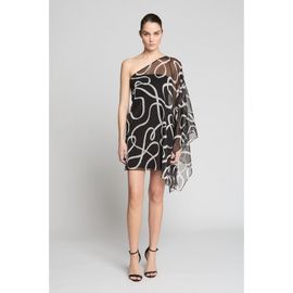 HALSTON HALSTON Chiffon Caftan Mini