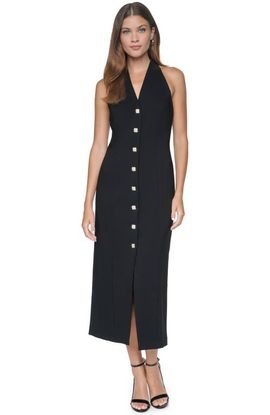 HALSTON HALSTON Halter Button-Front Midi Dress