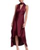 HALSTON HALSTON Sleeveless Satin V-Neck Scarf Dress - 1