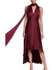HALSTON HALSTON Sleeveless Satin V-Neck Scarf Dress - 2