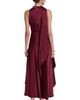 HALSTON HALSTON Sleeveless Satin V-Neck Scarf Dress - 3