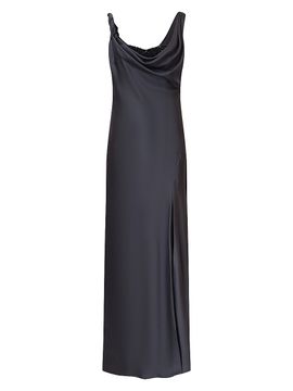 Halston Women's Trina Embellished Satin Cowlneck Gown