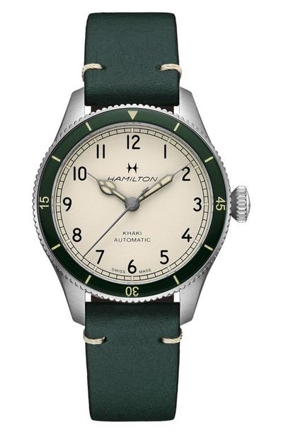Hamilton Hamilton Khaki Aviation Leather Strap Watch, 38mm