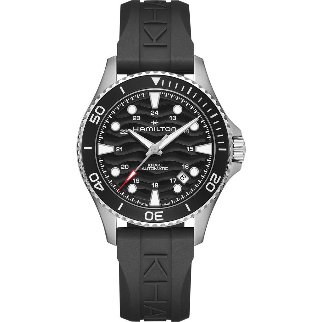 Hamilton Hamilton Khaki Navy Scuba Black Automatic Rubber Strap Watch, 40mm 