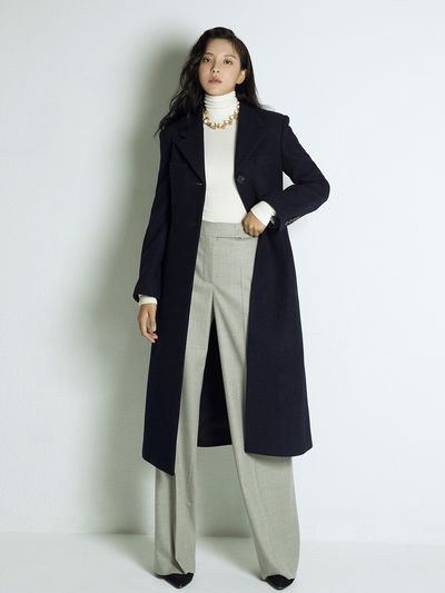 HANAVO [H Attitude] No.6 Outer - Navy Blue Harris Tweed
