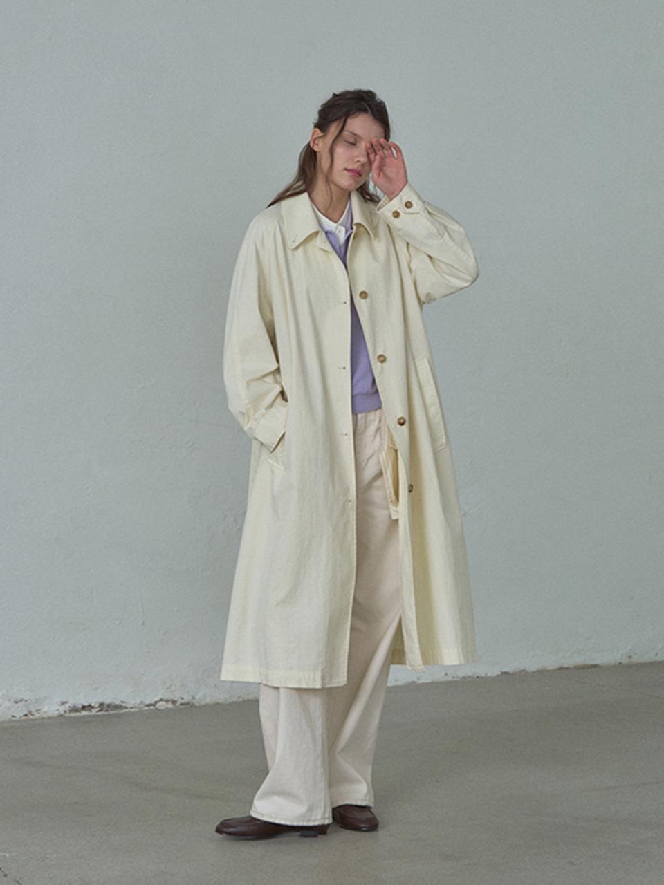HANE Belted Long Trench Coat [Cream]