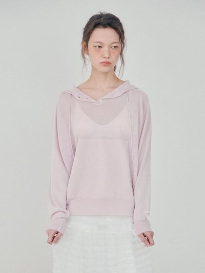 HANE Breeze See-through Hooded Knit Hoodie [Lavender]