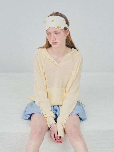 HANE Breeze See-through Hooded Knit Set Hoodie [GREEN]