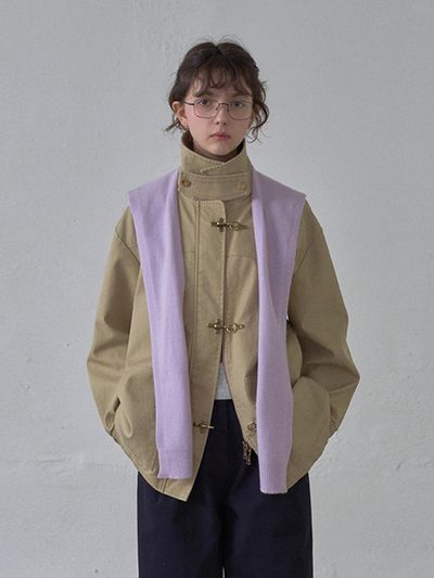 HANE Buckle Cotton Half Jacket [Beige]