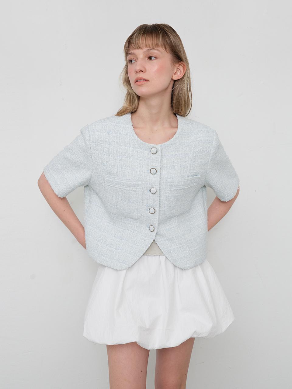 HANE Charming Half Tweed Blazer [GREEN Sky]