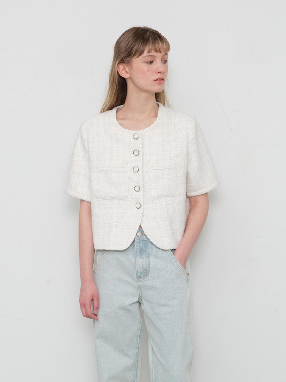 HANE Charming Half Tweed Blazer [Ivory]