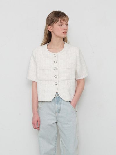 HANE Charming Half Tweed Blazer [Ivory]