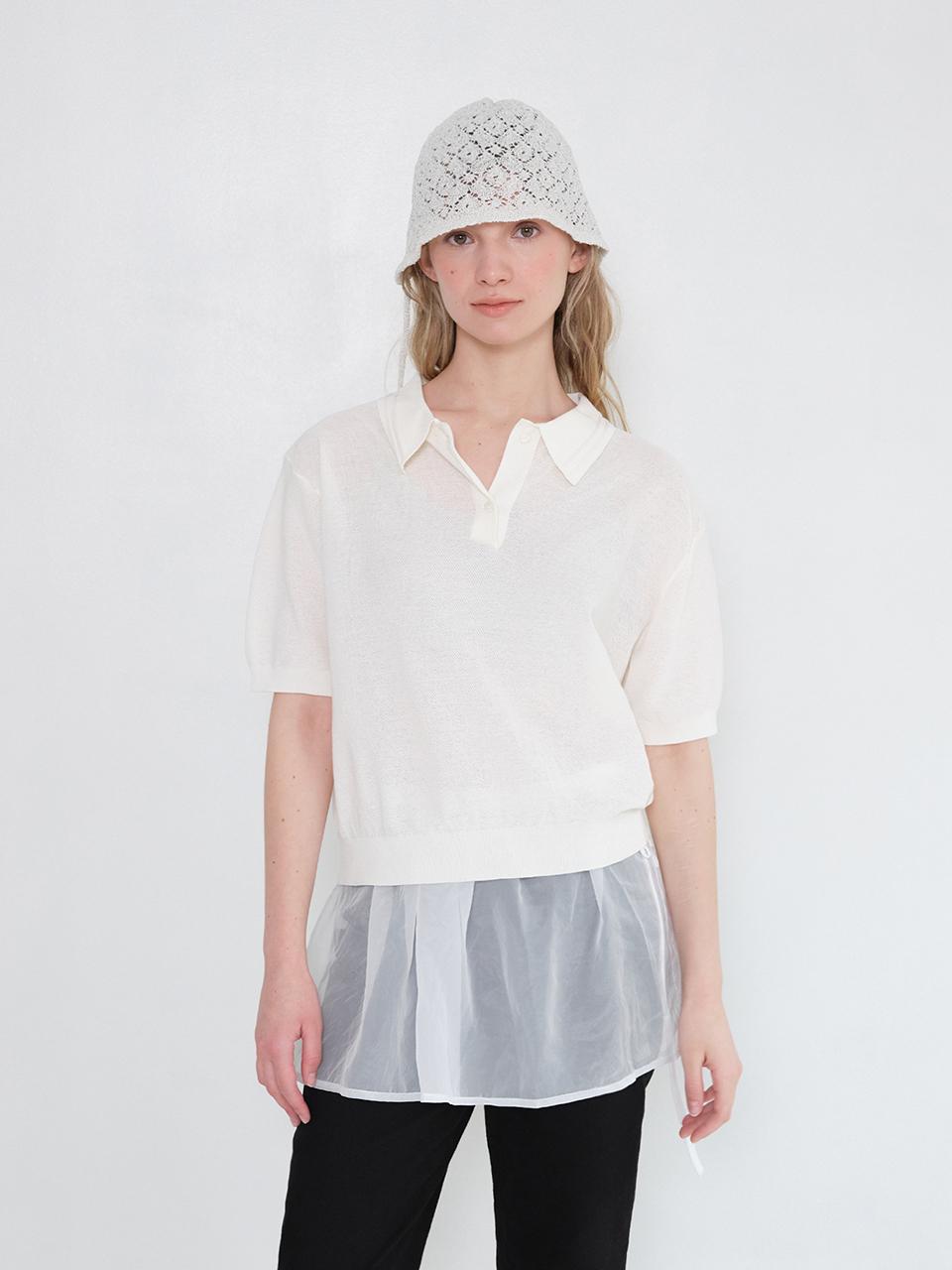 HANE Classic Half Collar T-shirt [Ivory]