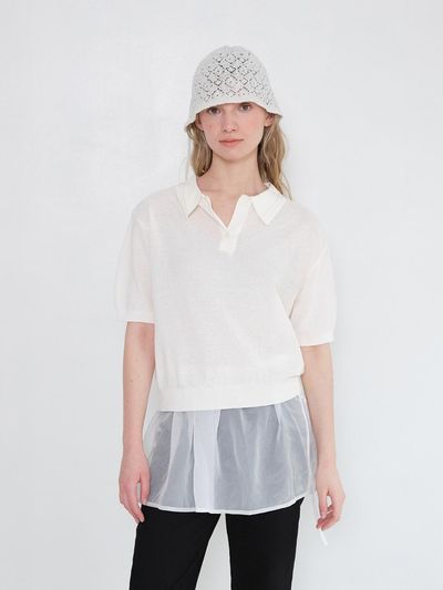 HANE Classic Half Collar T-shirt [Ivory]