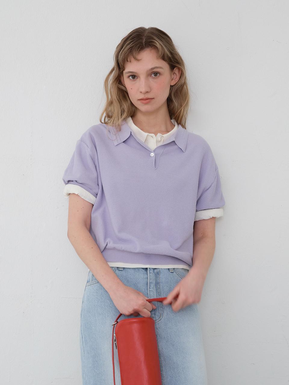 HANE Classic Half Collar T-shirt [Lavender]